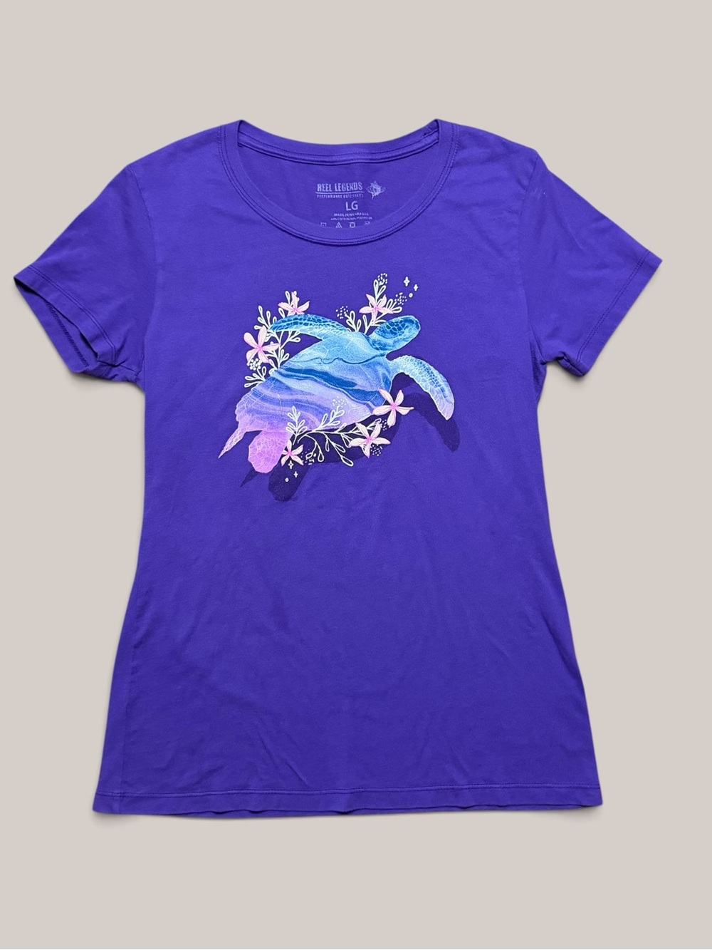 Y2K Reel Legends purple tee w turtle graphic